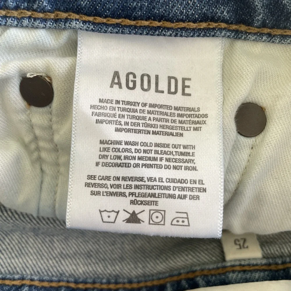 AGOLDE "Merrel" Size 25 Mid Rise Slim Straight Jeans Medium Wash Blue - Picture 7 of 9